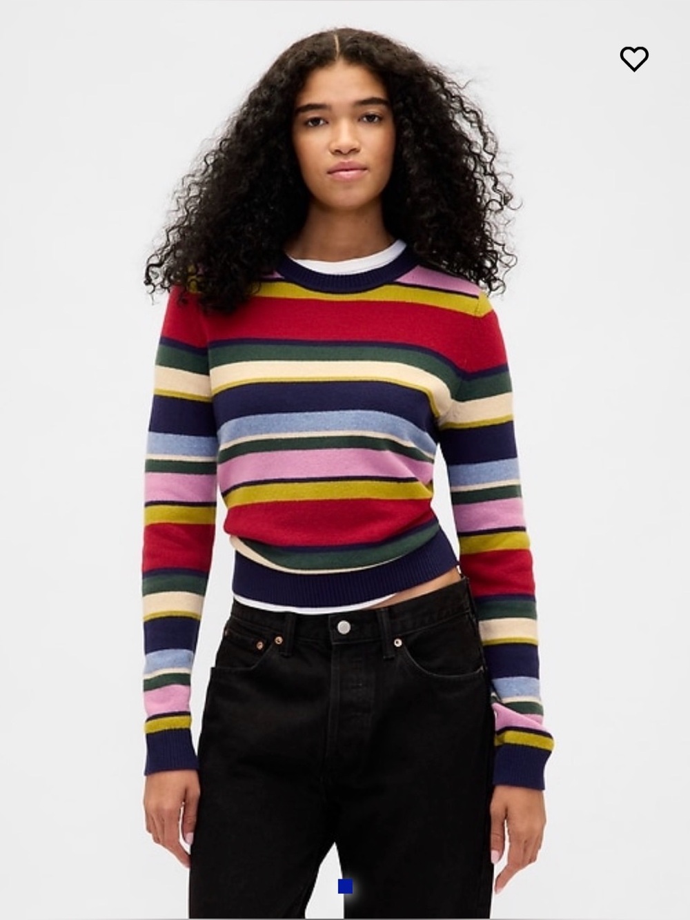 GAP women’s Multicolor Striped Crewneck Sweater - Navy, Pink, Green, Yellow